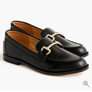 NWT J.Crew Factory Women's Black Loafers with Gold Buckle Classic Sz 8.5 $148